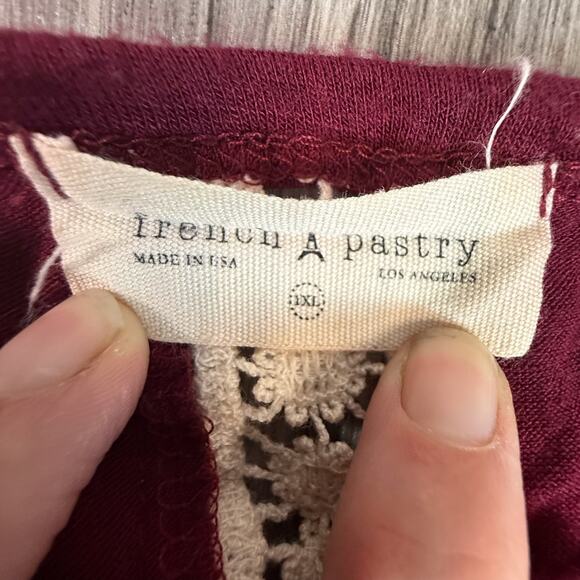 French Pastry Elephant Graphic Crop Tee Your Vibe Attracts Your Tribe Burgundy - Picture 3 of 5